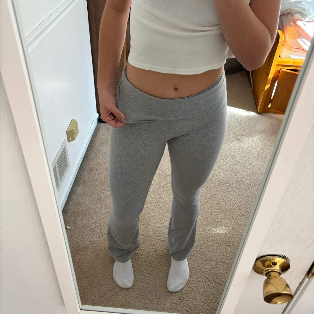 Grey fold over leggings